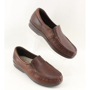 SAS Twin Brown Leather Comfort Moc Toe Loafer Shoes Women's US 8 M